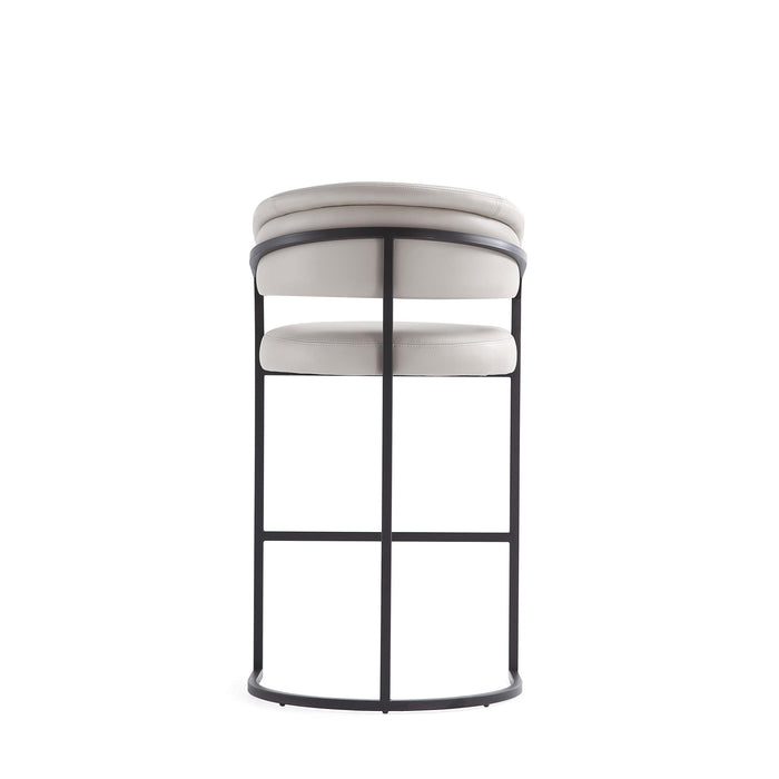 Tabouret de bar moderne Augusta en metal et tissu gris clair - Lot de 3
