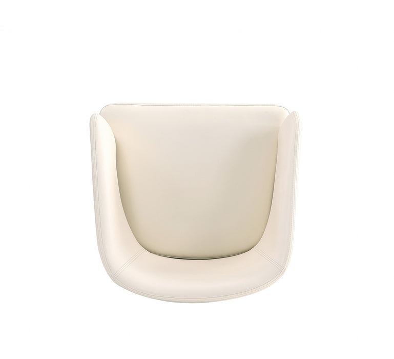Chaise de salle a manger moderne en bois et cuir vegetalien Reeva en creme - Lot de 2
