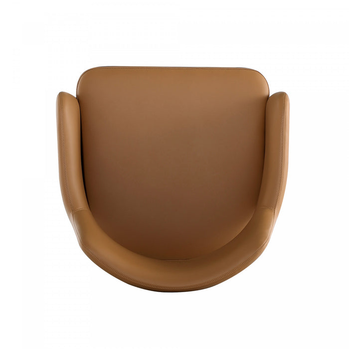 Fauteuil moderne Tremont en metal et cuir vegetalien couleur selle