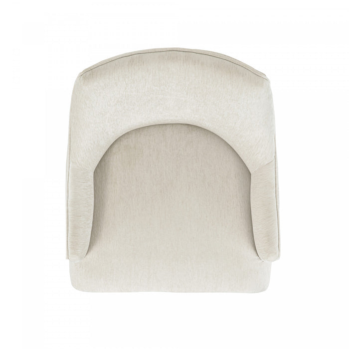 Fauteuil moderne en bois Beever avec accoudoirs en chenille creme