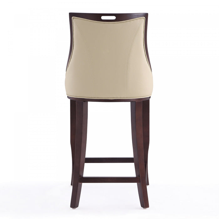 Tabouret de bar en bois traditionnel Emperor avec assise rembourree creme - Lot de 3