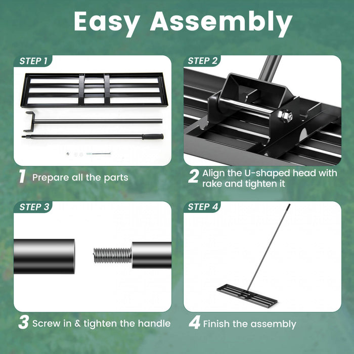 Costway Pelouse Nivelant Rake 42 \"x 10\" Outil De Pelouse De Niveau Pour Jardin Arriere-cour/pelouse Noir