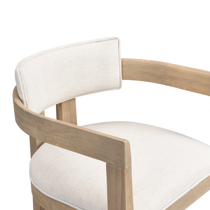 Ensemble De 2 Tabourets Tiffany De 26 Po (Hauteur De Comptoir) Avec Structure En Bois Massif, Tissu aspect lin -  Fini Naturel