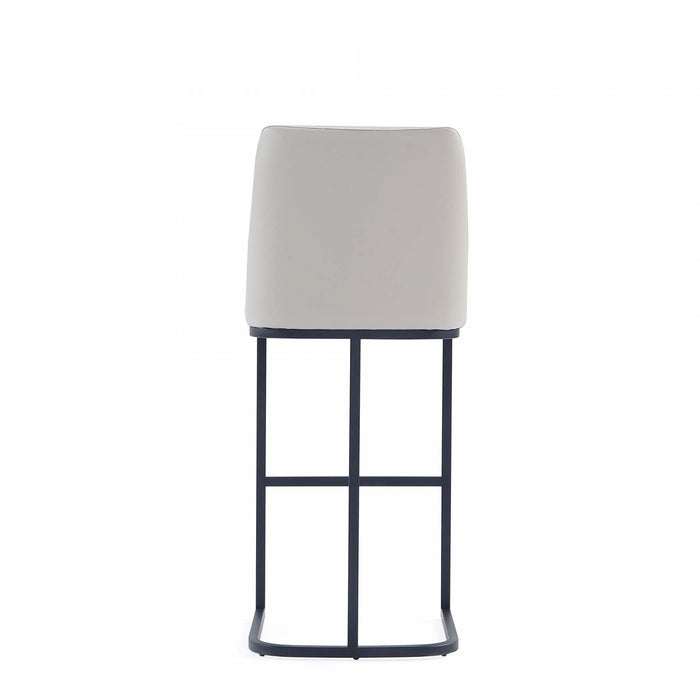 Tabouret de bar moderne en metal et tissu Serena, gris clair - Lot de 3