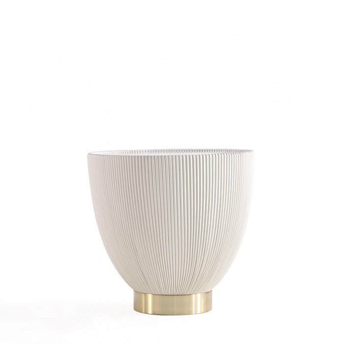 Table d’appoint Anderson moderne avec plateau en pierre frittee et revetement creme – Lot de 2