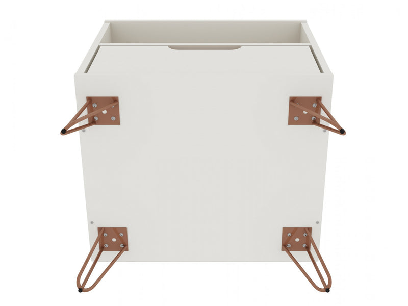 Table de nuit Rockefeller Mid-Century Modern 20\" en blanc casse (1 tiroir) - Lot de 2