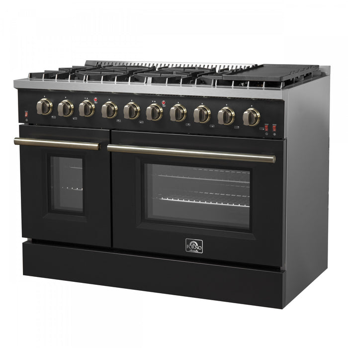 Cuisiniere a gaz Galiano de 48 po en noir, 6,58 pi³, doubles fours - FFSGS6244-48BLK
