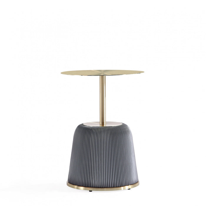 Table d’appoint moderne Anderson en metal avec plateau et revetement gris