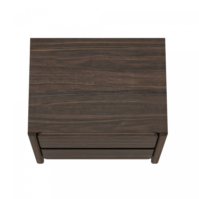 Table de nuit moderne Linda 24\" en noyer brun (2 tiroirs)