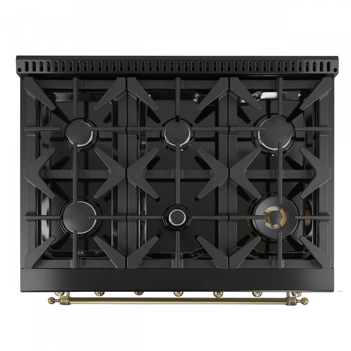 Cuisiniere a gaz autonome Antico de 36\", noire, avec four a convection – FFSGS6219-36BLK
