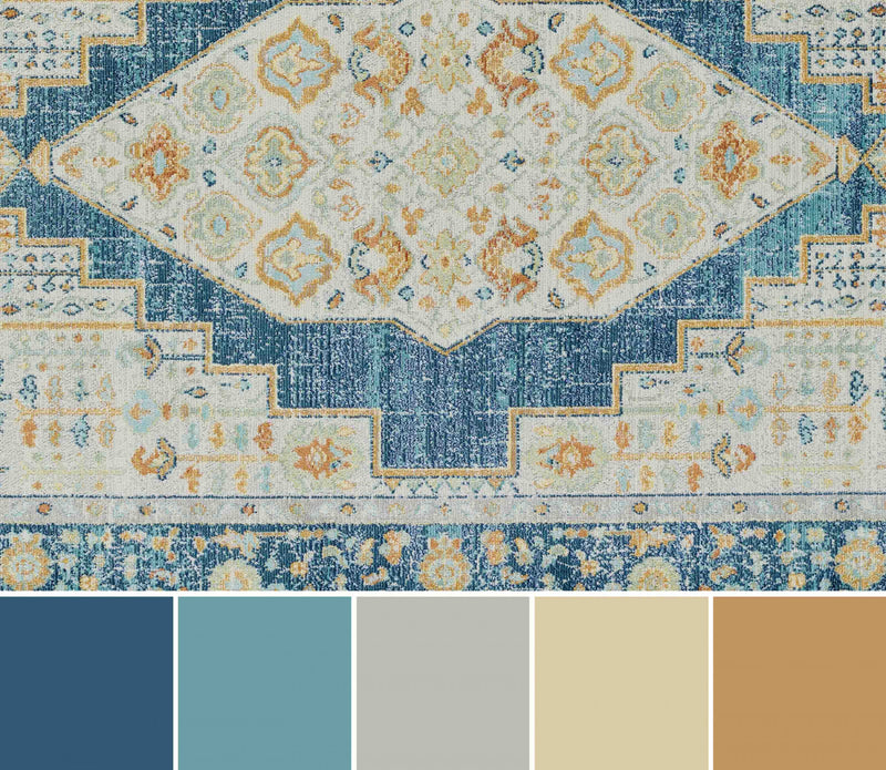 Tapis Traditionnel Kinsley 4'0\" x 6'0\" en Bleu