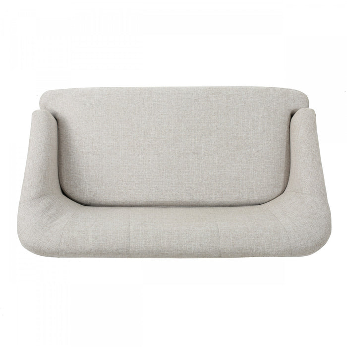 Causeuse Zona En Tissu aspect lin Avec Pattes Évasées En Bois - Beige