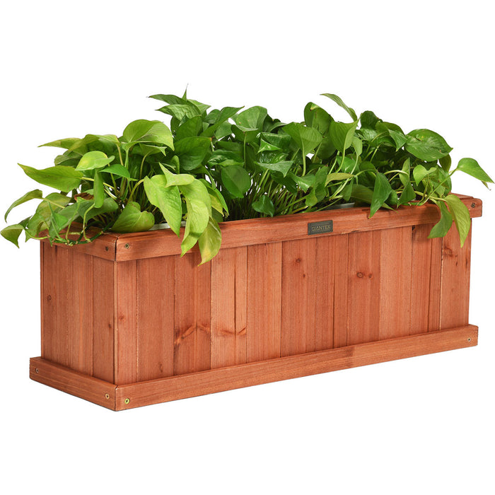 Jardiniere Decorative Rectangulaire En Bois Naturel De 36 Pouces Pour Jardin, Cour, Fenetre
