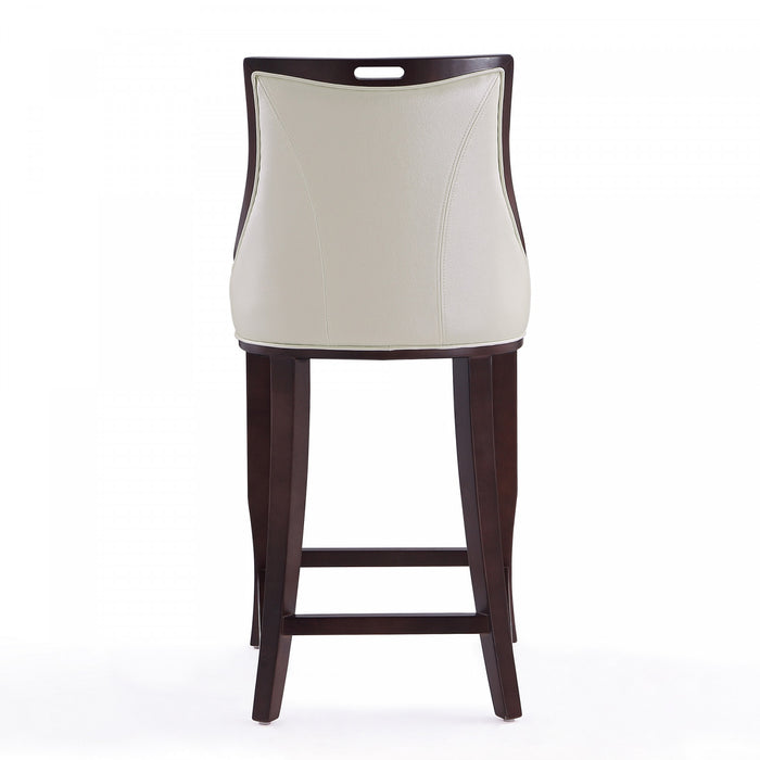 Tabouret de bar en bois traditionnel Emperor avec assise rembourree, blanc perle – Lot de 3