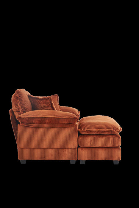 Liam Canape d'interieur moderne en velours cotele 46,9\" avec 2 coussins moelleux, Orange