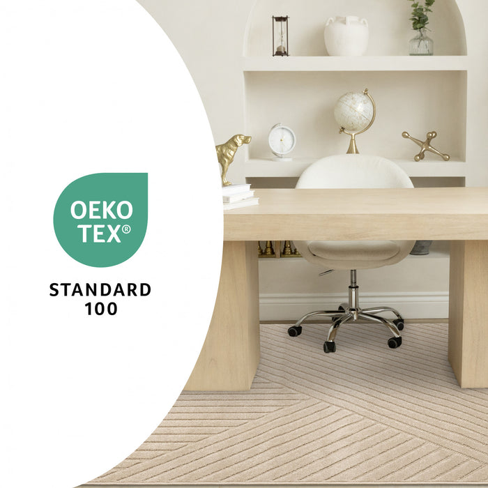 Tapis design a rayures angulaires beige Oslo, 7'10\" x 10'6\"