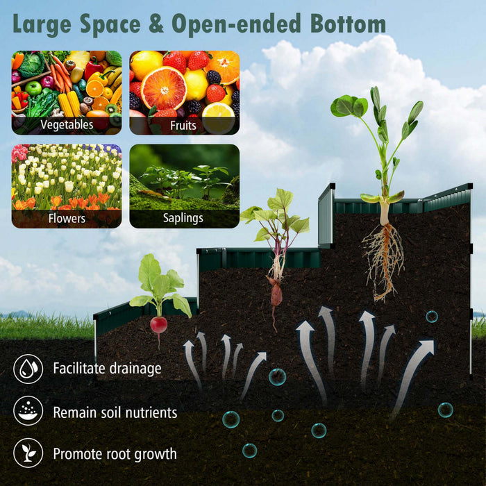 Lit De Jardin Eleve De 3 Niveaux De Costway 2 Pcs, Boite De Planteur Exterieure Elevee De Metal De 47 Po X 47 Po X 24 Po Vert