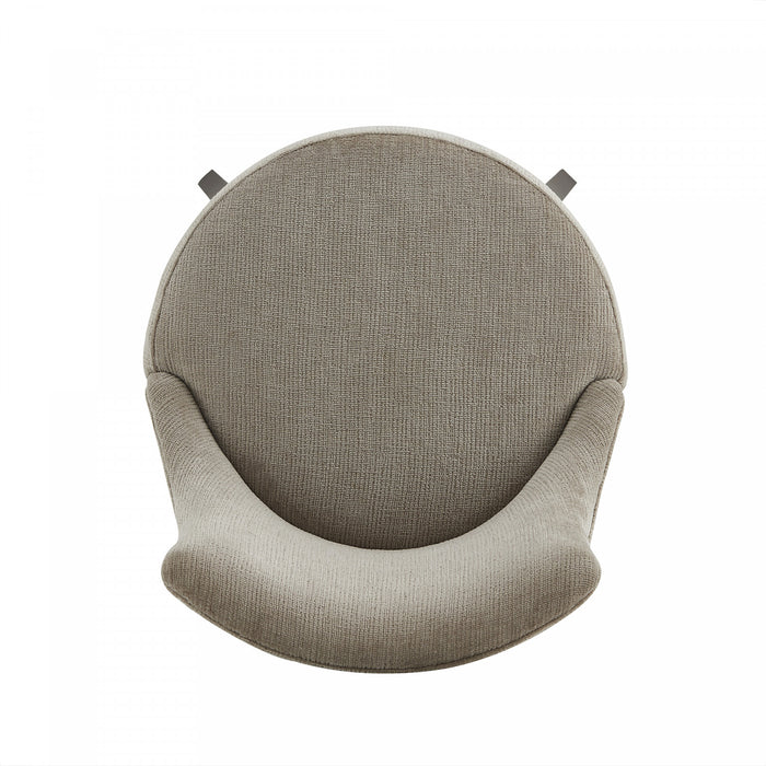 Tabouret de bar moderne Lucia en bois et tissu chenille taupe - Lot de 2