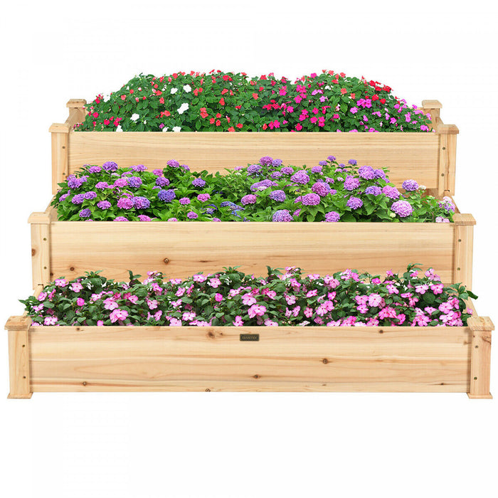 Costway – Potager Sureleve En Bois A 3 Etages Pour Jardinage Exterieur