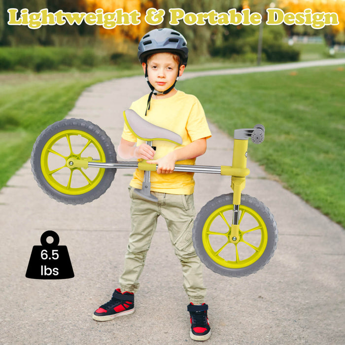 Honeyjoy 12\" Equilibre Velo 2 Roues Velo Pour Enfants Avec Siege Reglable Vert