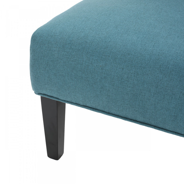 Fauteuil D’appoint Oliver En Tissu aspect lin Avec Pieds En Bois Caoutchouc - Bleu Sarcelle