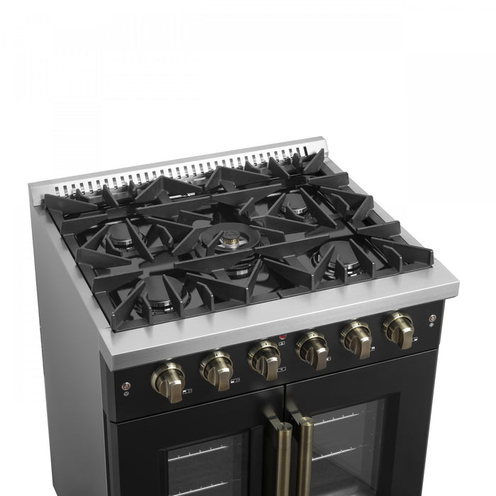 Cuisiniere a gaz noire Galiano 30 pouces, 4,32 pi³ – FFSGS6444-30BLK