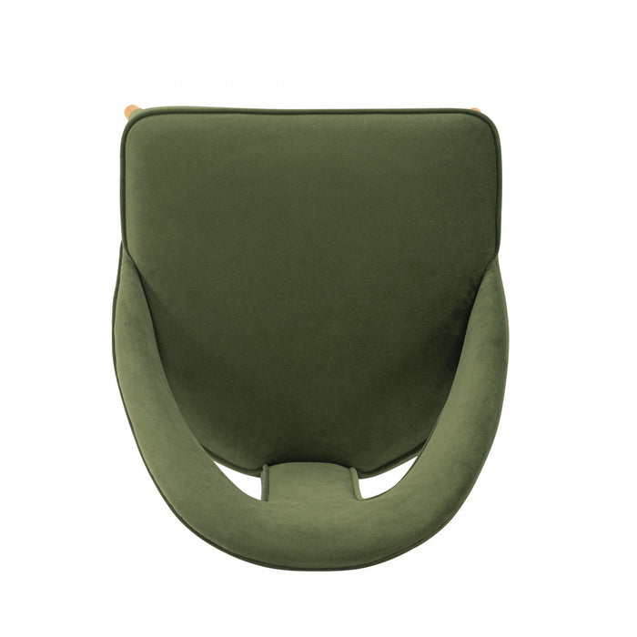 Chaise de salle a manger moderne Neda en velours vert olive - Lot de 2