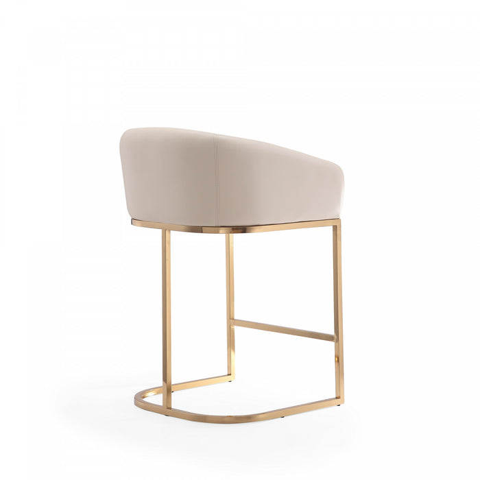 Tabouret de comptoir rembourre en metal style mid-century Louvre, creme - Lot de 3