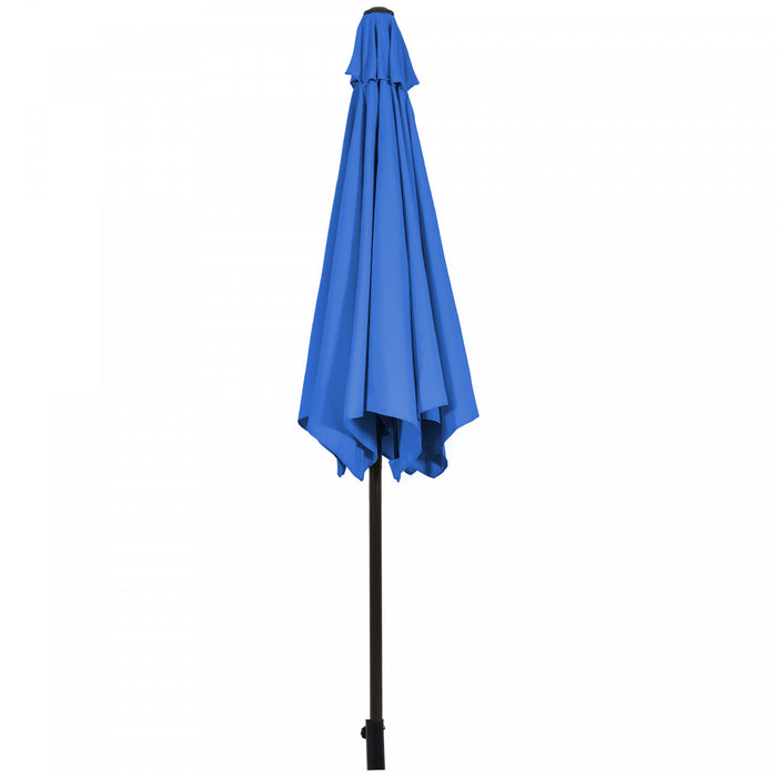 Costway Parasol de table de marche exterieur de 9 pieds avec bouton poussoir, inclinaison, manivelle, levage, bleu