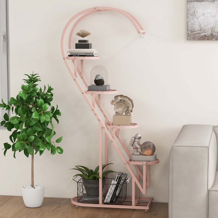 Costway 5 Etagere En Forme De Cœur Avec Crochet Suspendu Pour Plusieurs Plantes Rose Et Bleu