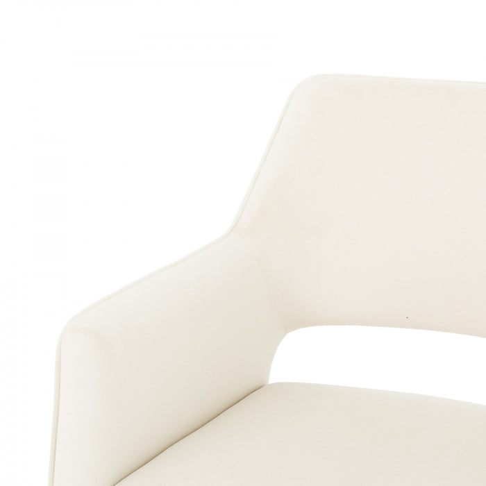 Chaise d'appoint de salle a manger Kendrick rembourree en velours ivoire (ens. de 2)