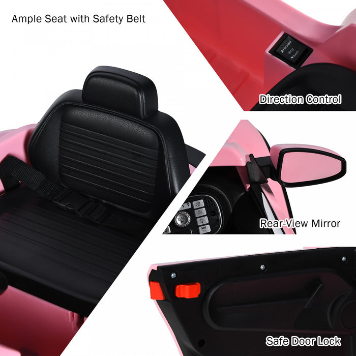 Voiture Electrique 12v Pour Enfants Costway, Sous Licence Volkswagen Beetle Avec Telecommande Et Musique, Rose