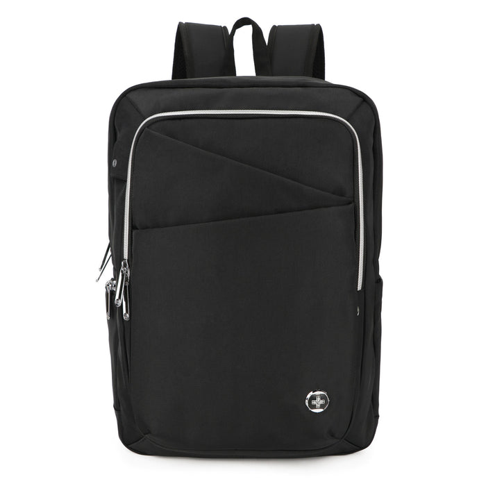 Sac a dos Swissdigital KATY Rose Platinum – Sac pour ordinateur portable de 16 pouces, chargement USB, detecteur SDD, protection RFID, multi-poches