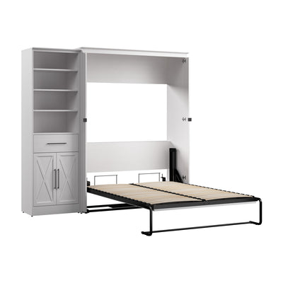 Bestar Key West Full Murphy Bed & Closet Organizer with Drawer & Doors (88 W) - Pure White Oak|Lit double escamotable Key West de Bestar de 88 po (L) avec organisateur de garde-robe, tiroir et portes - blanc chêne solide