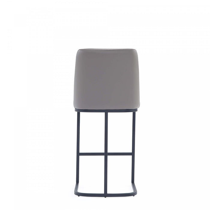 Tabouret de comptoir moderne en metal et tissu Serena, taupe - Lot de 3