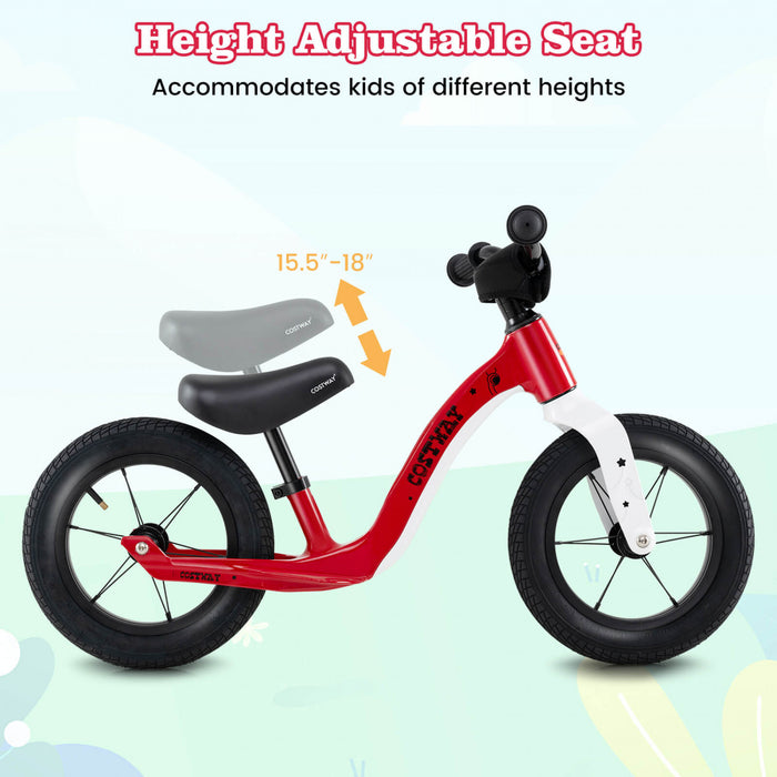 Costway 12 Pouces Magnesium Tout-petit Equilibre Velo Sans Pedale Formation Tout-petit Equilibre Velo Rouge