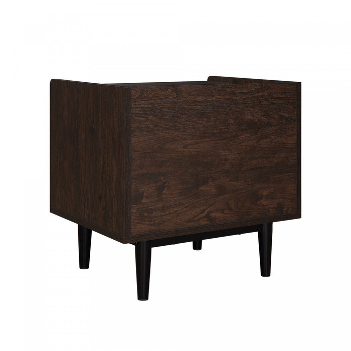 Table de nuit Duane style milieu du siecle 20\" a cannelures en bleu marine (1 tiroir) - Lot de 2