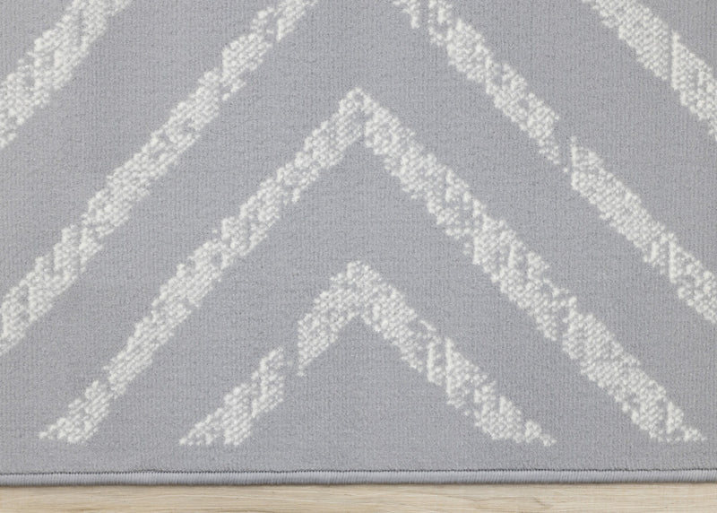 Carpette Forte grise et blanche à motif de rayures modernes - 5 pi 3 po x 7 pi 5 po