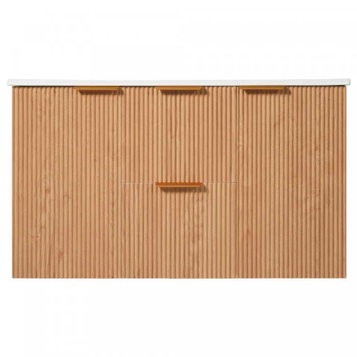 Aiden meuble de salle de bain mural 36 pouces avec rangement a fermeture douce et vasque en ceramique, bois