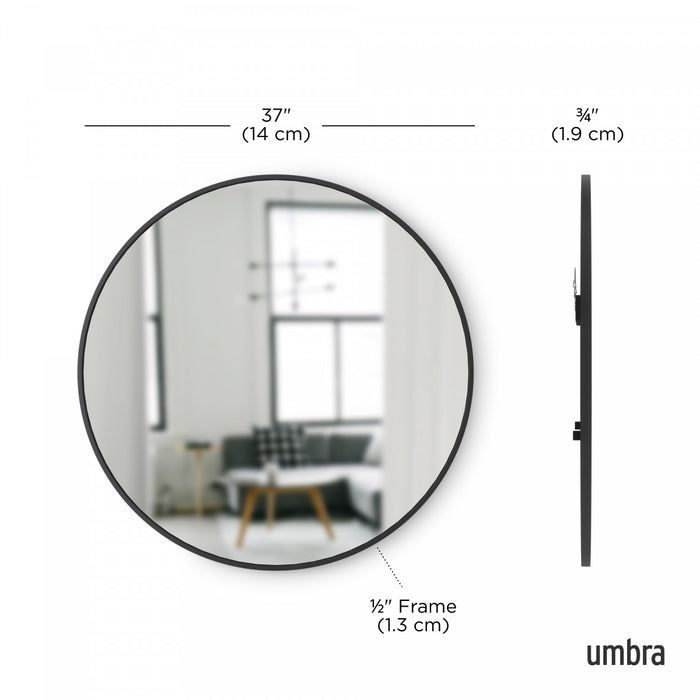Miroir mural rond décoratif Hub de Umbra de 37 po x 37 po - noir