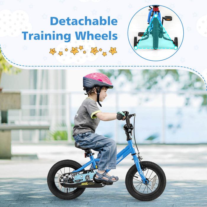Costway 12\" Velo D'entrainement Pour Enfants Avec Roues D'entrainement Amovibles Pneumatiques Navy