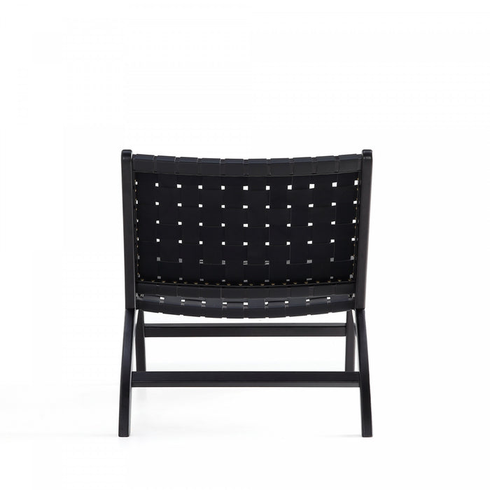 Fauteuil d’appoint Maintenon Industry Chic en bois et cuir vegetalien noir – Lot de 2