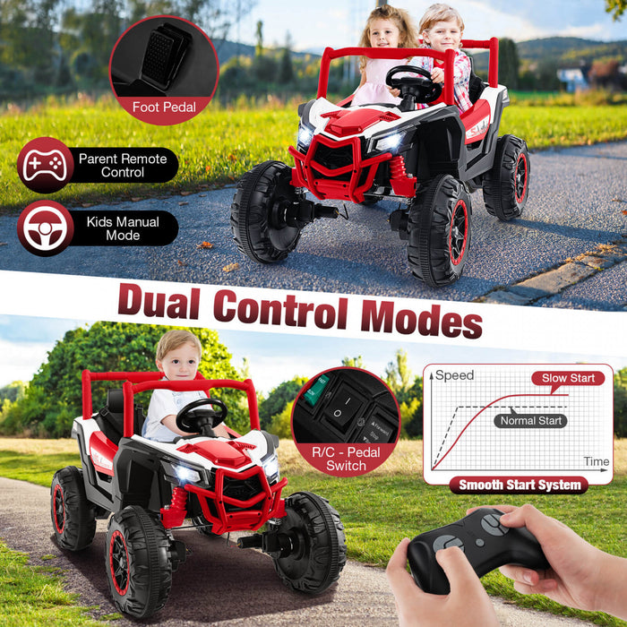 Costway 24v Kids Ride Sur Utv Avec 4 X 100w Puissant Moteur Telecommande Haute / Basse Vitesse Rouge