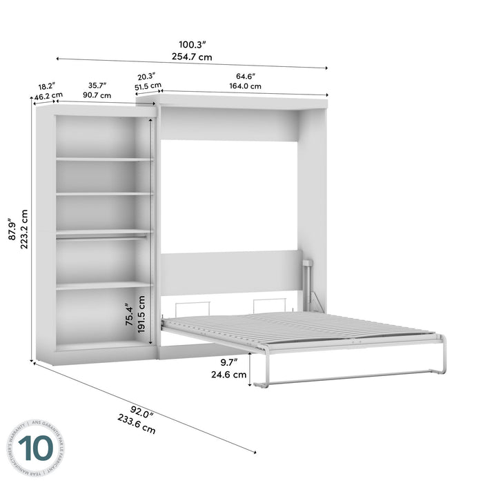 Grand lit escamotable Pur de Bestar de 101 po (L) avec organisateur de garde-robe - brun rustique