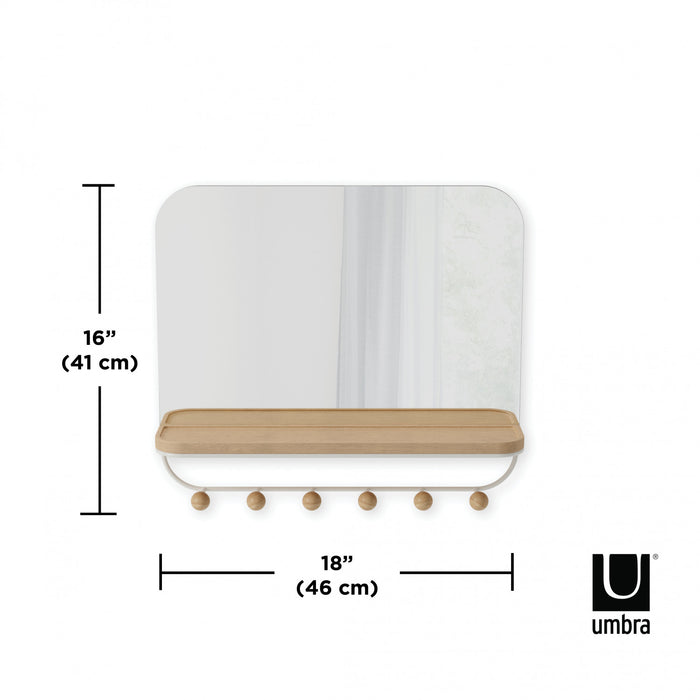 Miroir Estique de Umbra avec crochets - blanc