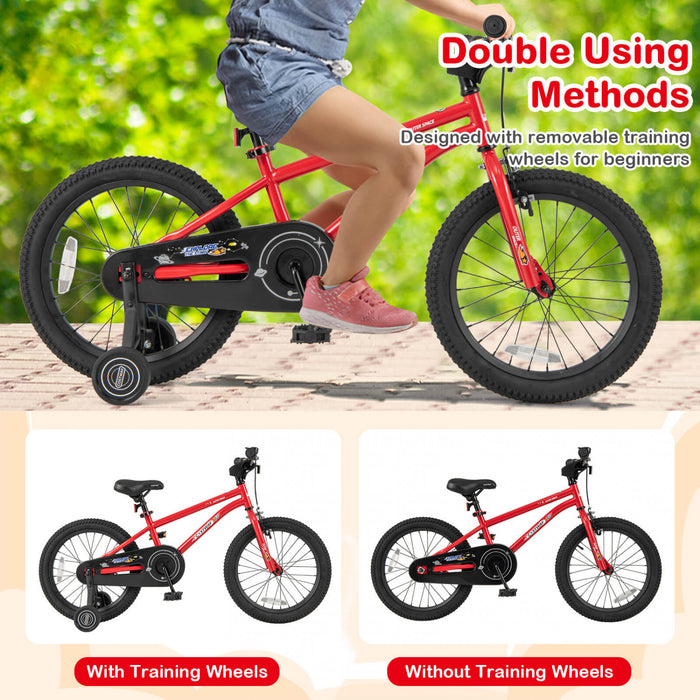 Velo Costway 18 Pouces Pour Enfants De 4 A 8 Ans Avec Selle Reglable Et Guidon Antiderapant Rouge