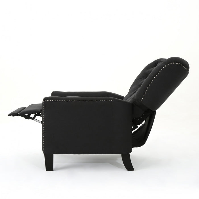 Lily Fauteuil Relax Inclinable A Dossier Inclinable En Tissu Aspect Lin Avec Clous Decoratifs, Gris Fonce Antique