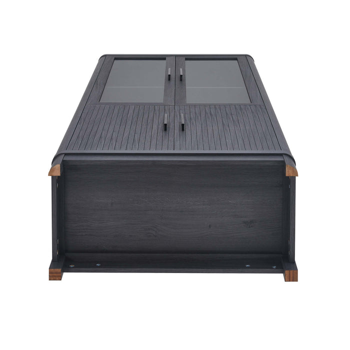 Armoire bibliotheque Jodie style mi-siecle moderne 79 cm en gris charbon (6 etageres) – Lot de 2