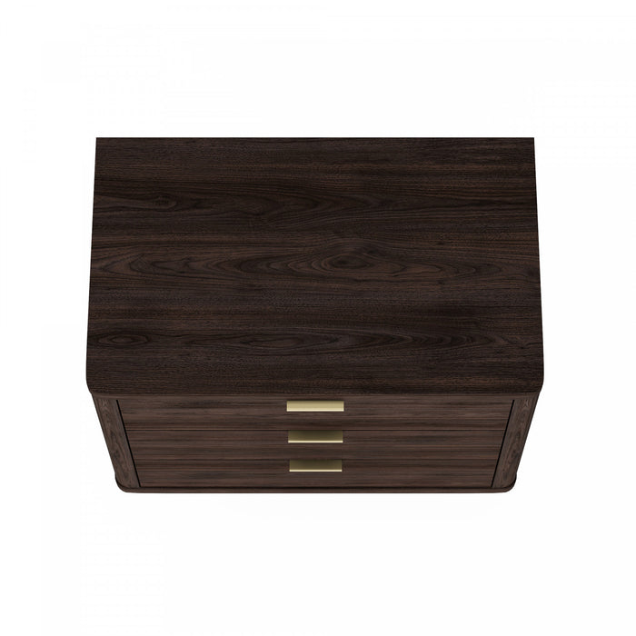 Table de nuit moderne Evelyn 32\" en brun (3 tiroirs)