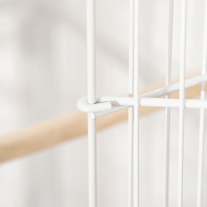 Pawhut 52\" Grande Cage A Oiseaux Roulante En Acier Avec Support Roulant, Etagere De Rangement, Perchoir En Bois, Recipient Alimentaire, Blanc